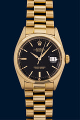 Rolex Datejust Ref. 1600 "Black Lacquered Dial" 14 Karat gold
