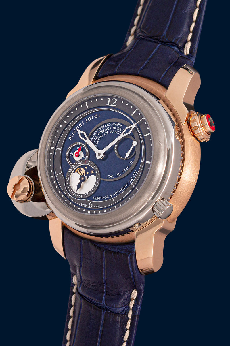 Heritage Twins Blue 18k Rose Gold